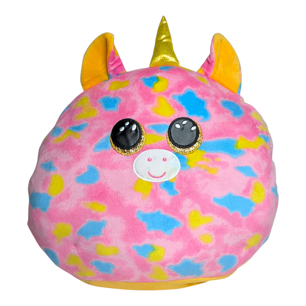 TY Squish-A-Boo Fantasia 10" Unicorn Plush Toy‎ Pink Blue Yellow Gold Horn